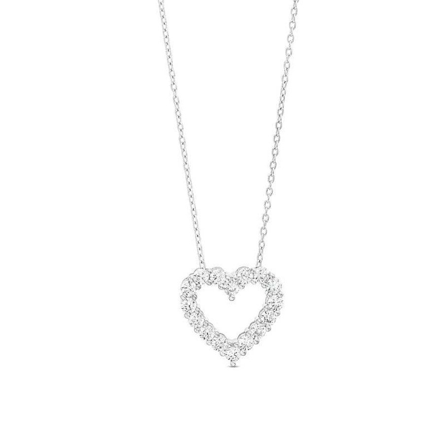 Zales 1 Ct. T.W. Certified Lab-Created Diamond Heart Outline Pendant In 14K White Gold (F/Si2) Necklaces