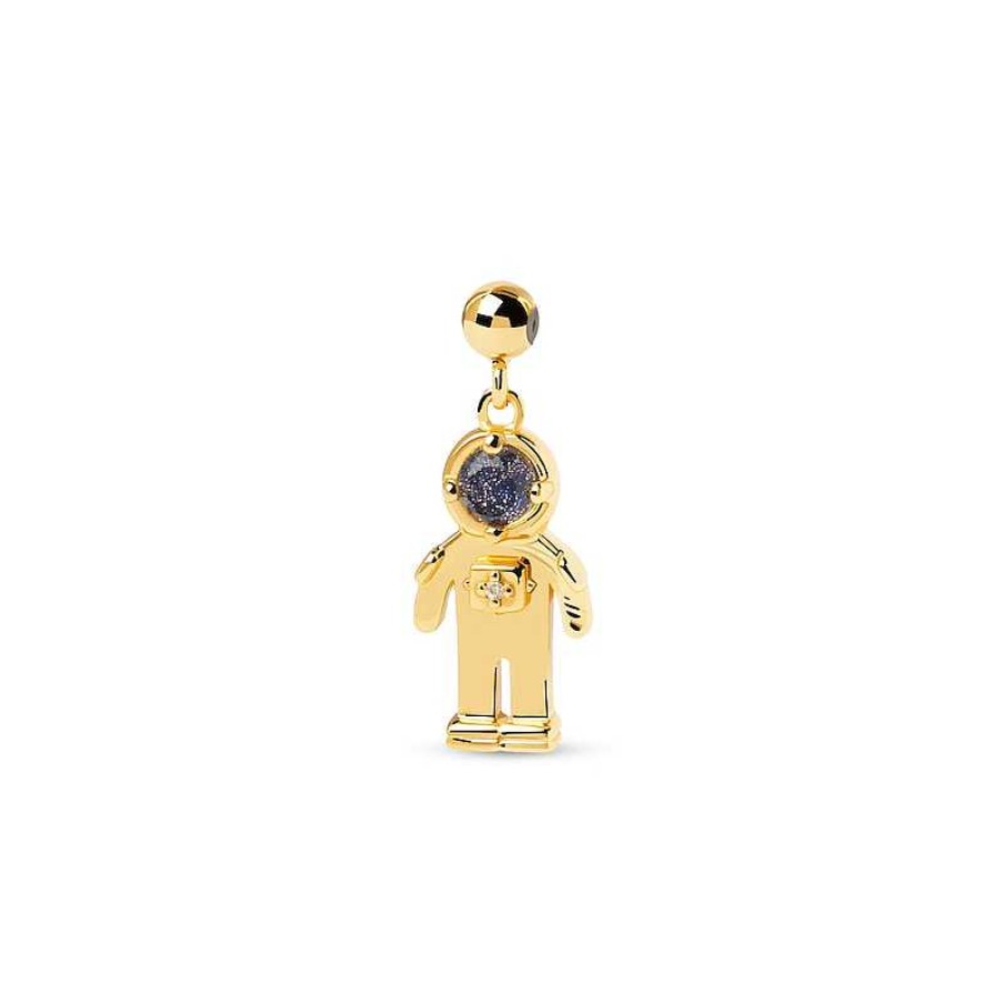 Zales Pdpaola At Zales Blue Sandstone And Cubic Zirconia Astronaut Bead Charm In Sterling Silver With 18K Gold Plate Necklaces