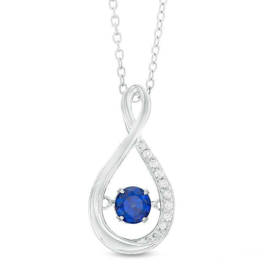 Zales 5.0Mm Lab-Created Blue And White Sapphire Infinity Pendant In Sterling Silver Necklaces