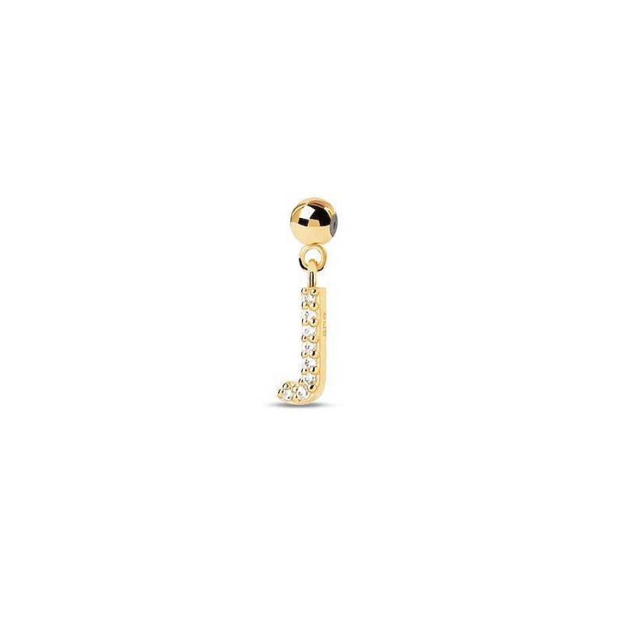 Zales Pdpaola At Zales Cubic Zirconia Letter "J" Initial Bead Charm In Sterling Silver With 18K Gold Plate Necklaces