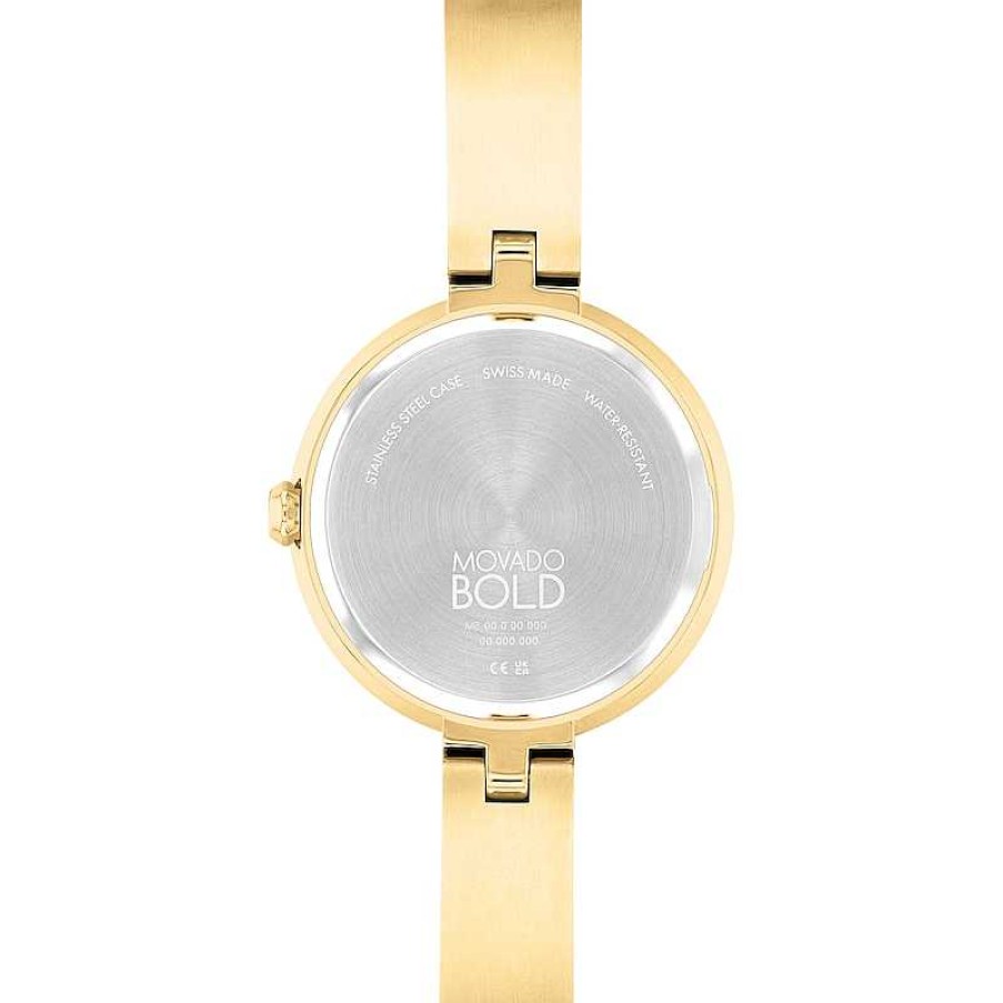 Movado Ladies' Movado Bold® Champagne Crystal Accent Gold-Tone Ip Bangle Watch With Gold-Tone Dial (Model: 3600926) Watches