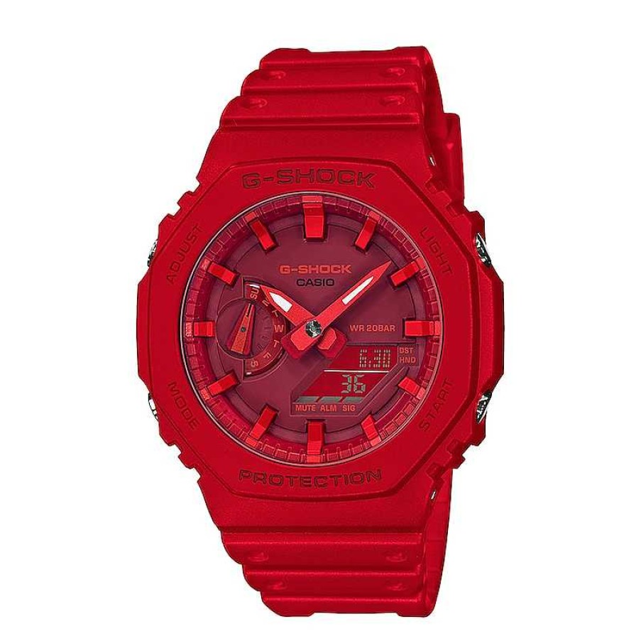 Casio G-Shock Men'S Casio G-Shock Classic Red Resin Strap Watch With Red Dial (Model: Ga2100-4A) Watches