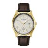 Bulova Men'S Bulova Classic Wilton Gold-Tone Automatic Brown Leather Strap Watch With Silver-Tone Dial (Model: 97B210) Watches