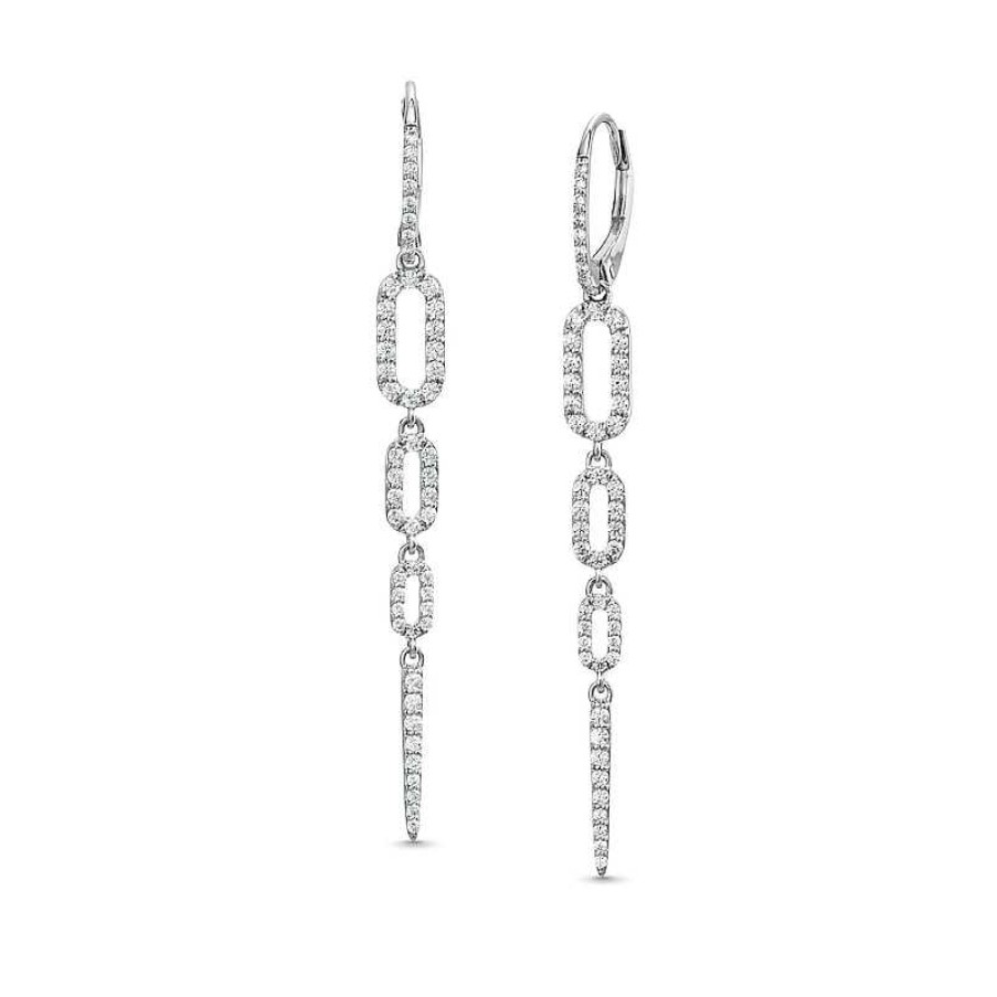 Zales 1/2 Ct. T.W. Diamond Paper Clip And Spike Dangle Drop Earrings In 10K White Gold Earrings