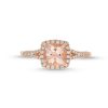 Zales 7.0Mm Cushion-Cut Morganite And 1/4 Ct. T.W. Diamond Frame Split Shank Ring In 10K Rose Gold Rings