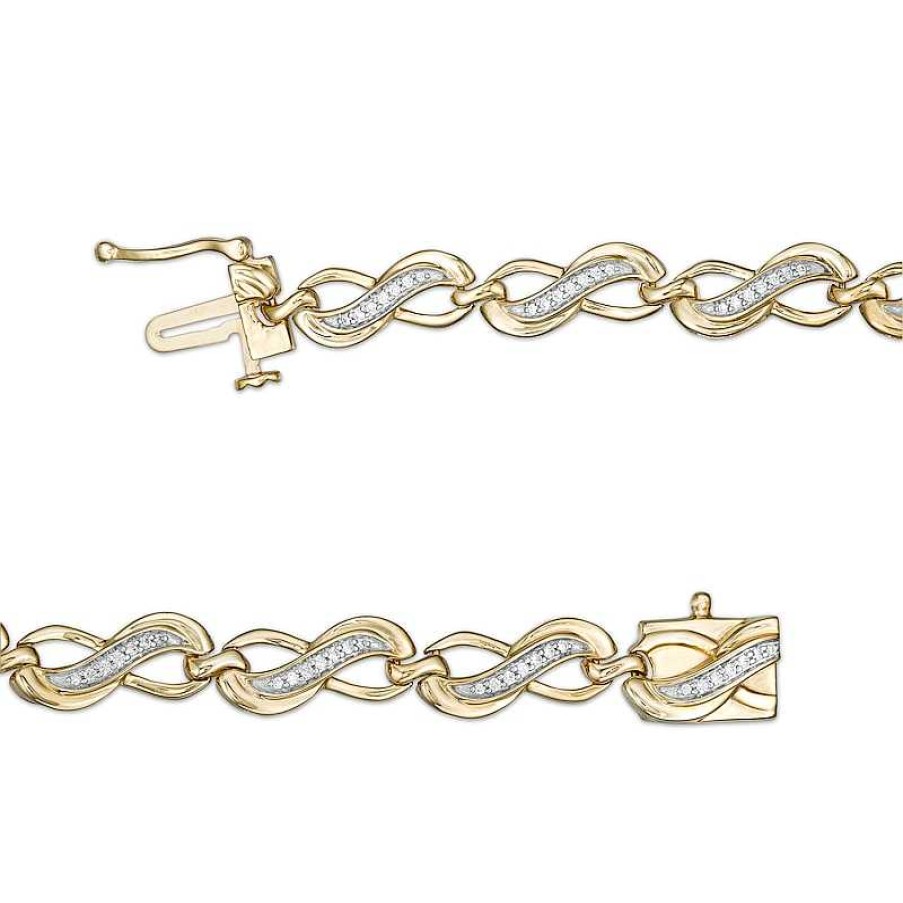 Zales 1/4 Ct. T.W. Diamond Infinity Link Bracelet In 10K Gold Bracelets