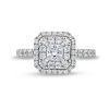 Zales Vera Wang Love Collection 1-1/5 Ct. T.W. Princess-Cut Diamond Cushion Frame Engagement Ring In 14K White Gold (I/Si2) Rings