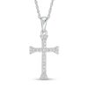 Zales 1/10 Ct. T.W. Diamond Flared Cross Pendant In 10K White Gold Necklaces