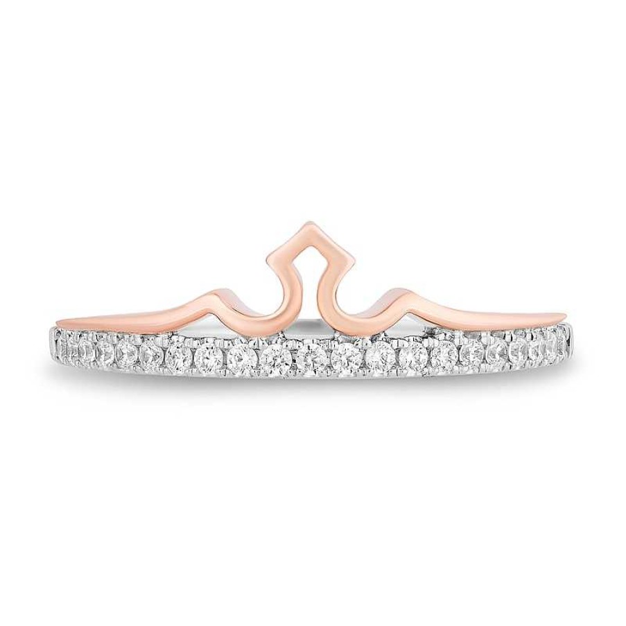 Zales Enchanted Disney Aurora 1/8 Ct. T.W. Diamond Tiara Band In 14K Two-Tone Gold Rings