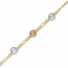 Zales 10K Gold Tri-Tone Adjustable Bead Station Anklet - 10" Bracelets