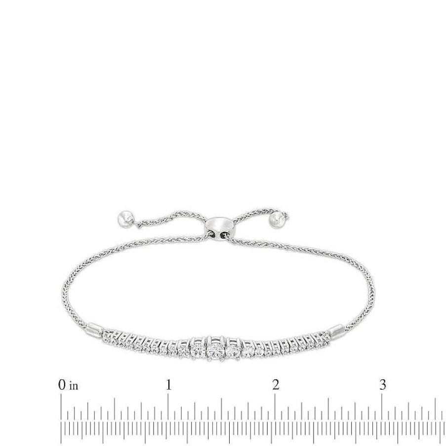 Zales 1 Ct. T.W. Certified Lab-Created Diamond Graduating Bolo Bracelet In 14K White Gold (F/Si2) - 9.5" Bracelets