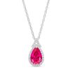 Zales Pear-Shaped Lab-Created Ruby And White Lab-Created Sapphire Frame Split Bail Pendant In Sterling Silver Necklaces