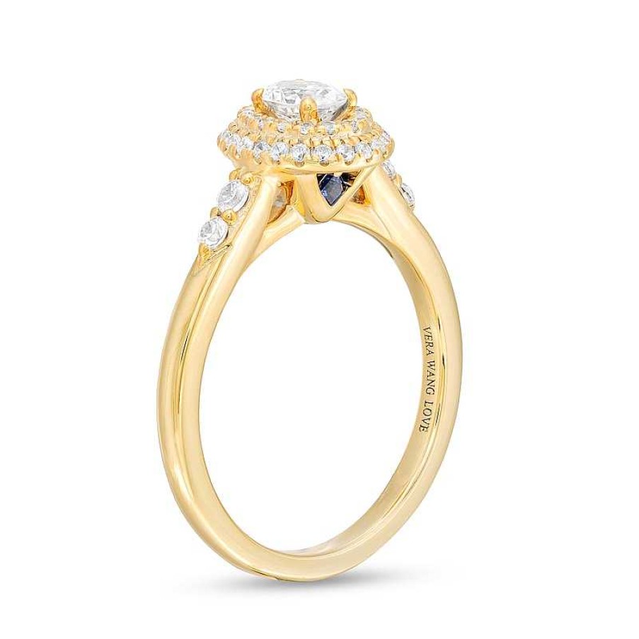 Zales Vera Wang Love Collection 5/8 Ct. T.W. Oval Diamond Double Frame Engagement Ring In 14K Gold Rings