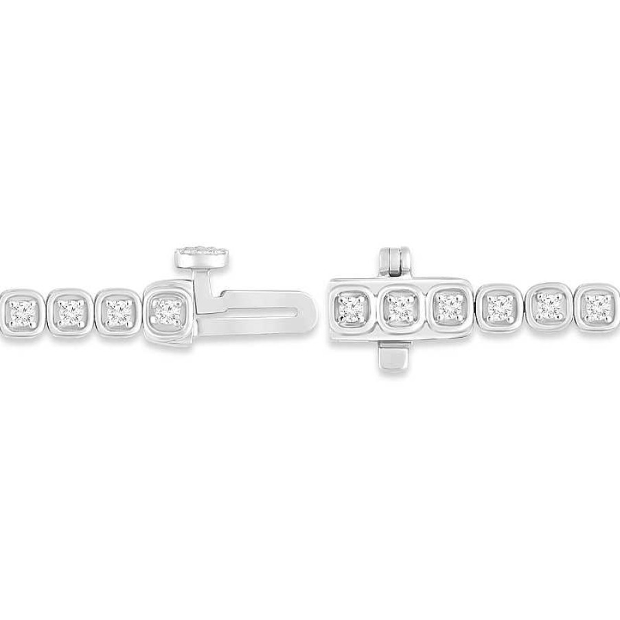 Zales 1 Ct. T.W. Diamond Cushion-Shaped Frame Tennis Bracelet In 10K White Gold Bracelets