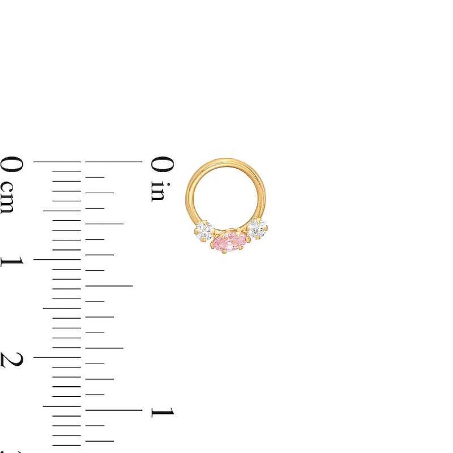 Zales Child'S Marquise Pink Cubic Zirconia Hoop Earrings In 14K Gold Earrings