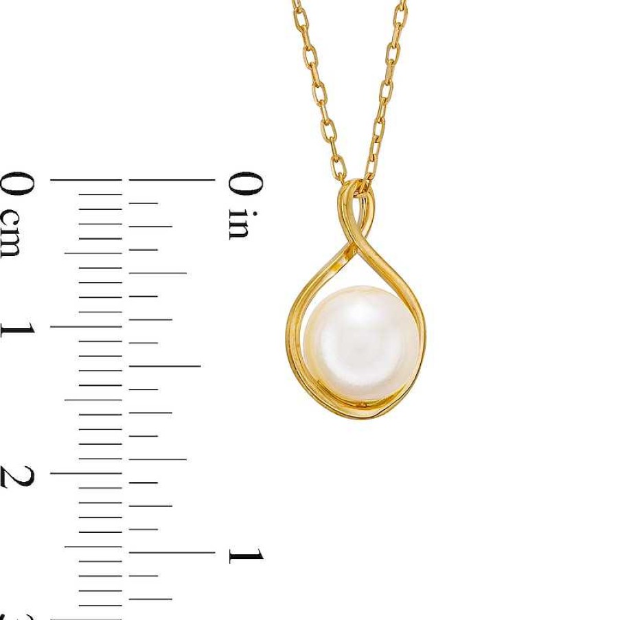 Zales 8.0 X 8.5Mm Cultured Freshwater Pearl Caged Drop Pendant In 14K Gold Necklaces