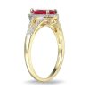 Zales Pear-Shaped Lab-Created Ruby And White Sapphire Ring In Sterling Silver With 18K Gold Plate Rings