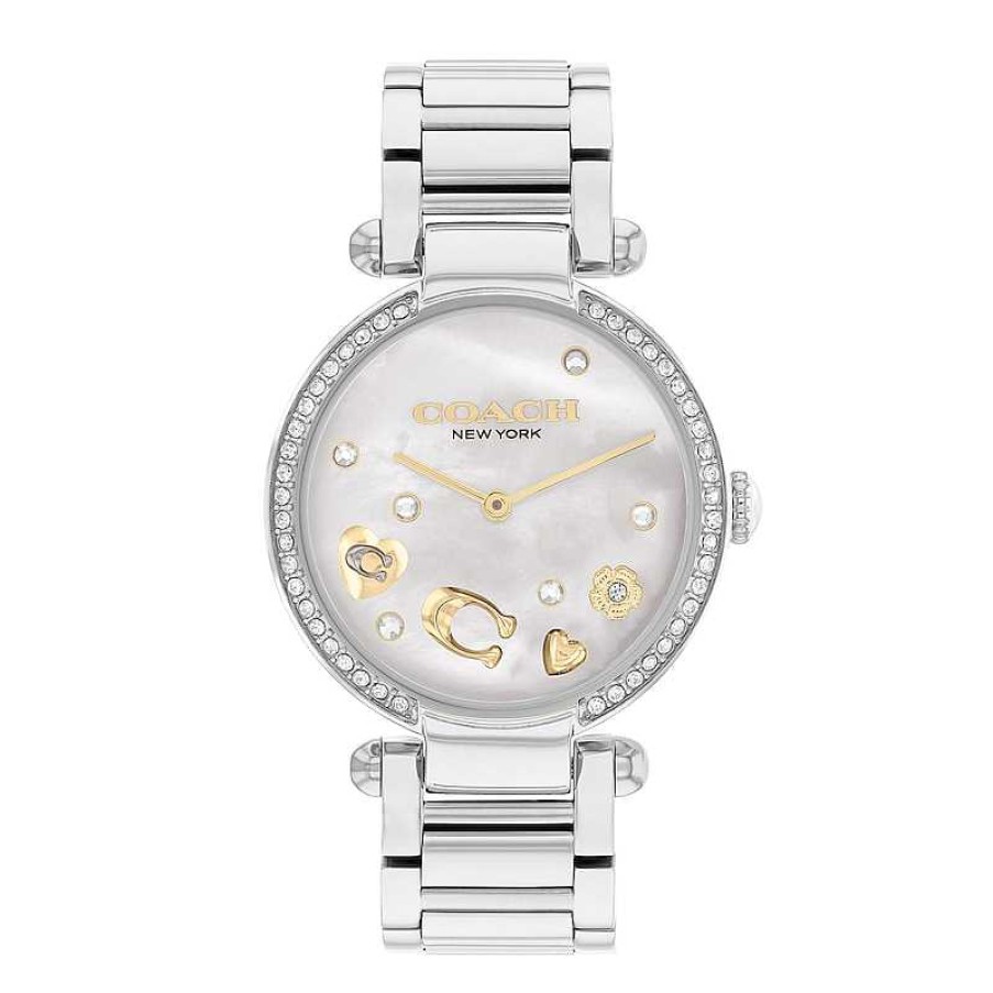 Coach Ladies' Coach Cary Crystal Accent Motif Watch With White Mother-Of-Pearl Dial (Model: 14504264) Watches