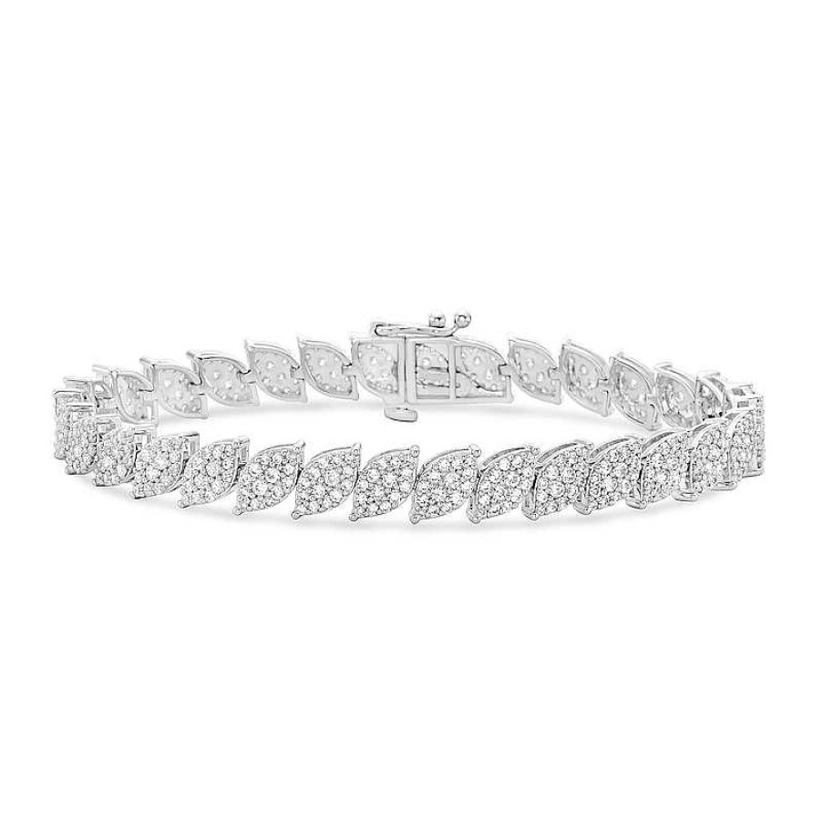 Zales 5 Ct. T.W. Emerald And Round Multi-Diamond Alternating Bracelet In 10K White Gold Bracelets