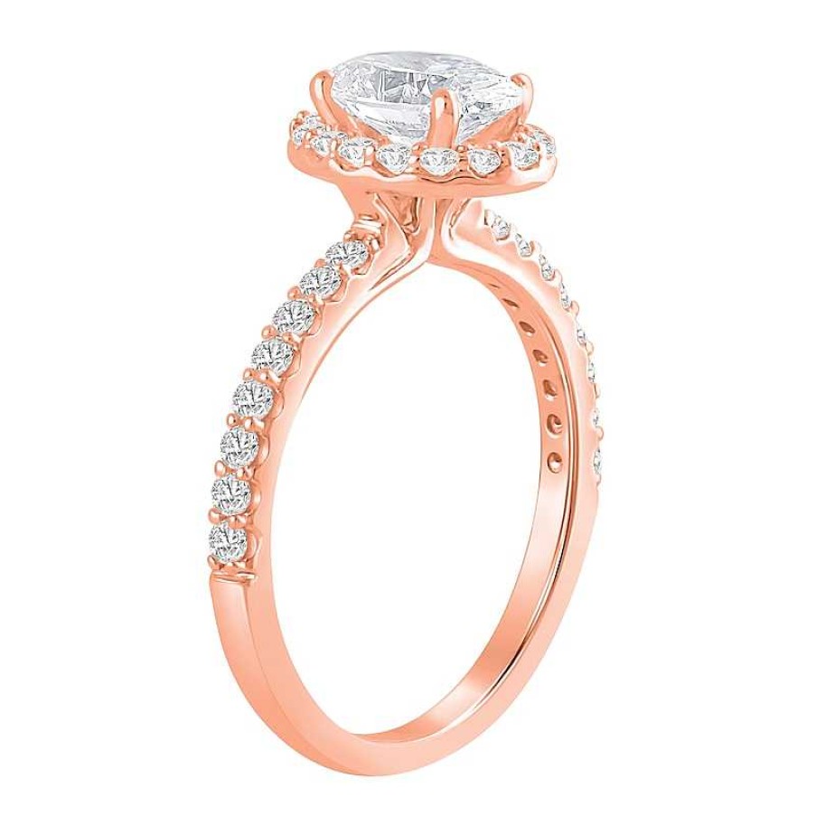 Zales 1-1/2 Ct. T.W. Oval Certified Lab-Created Diamond Frame Engagement Ring In 14K Rose Gold (F/Vs2) Rings