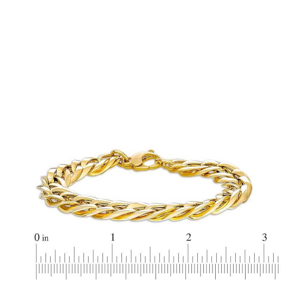 Zales Italian Gold 2.5Mm Double Flat Link Bracelet In Hollow 14K Gold - 7.5" Bracelets