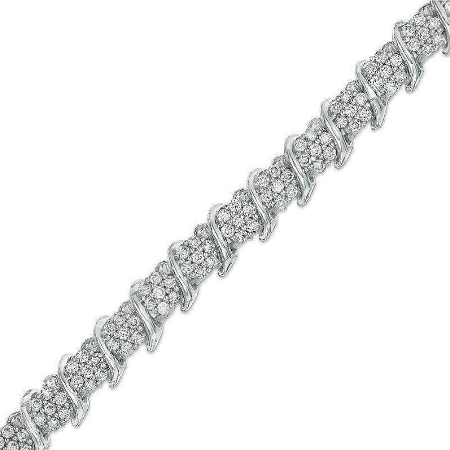 Zales 2 Ct. T.W. Diamond "S" Tennis Bracelet In Sterling Silver Bracelets