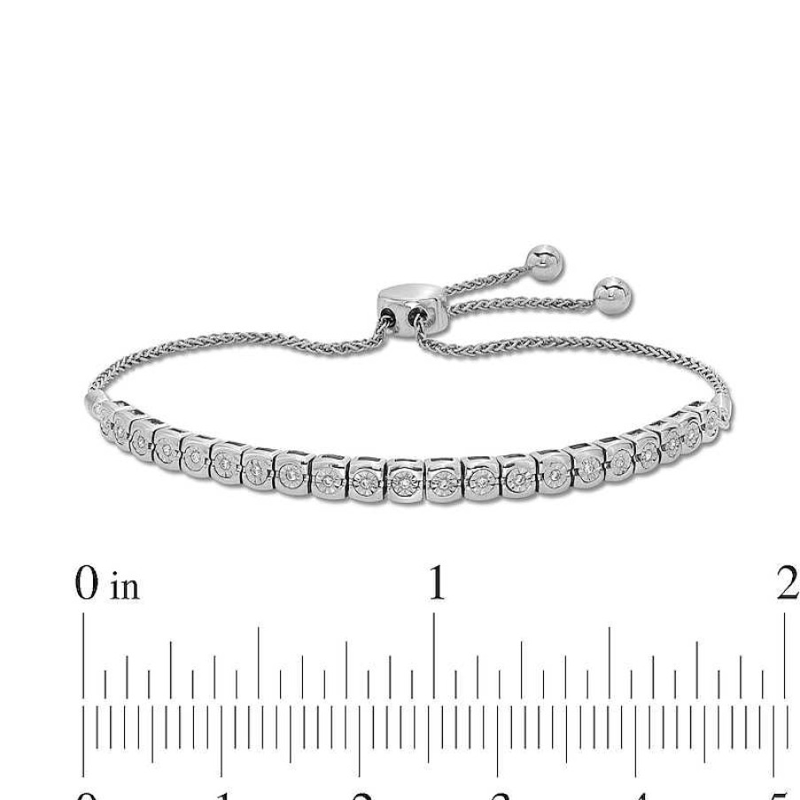 Zales 1 Ct. T.W. Diamond Line Bolo Bracelet In 10K White Gold - 9" Bracelets