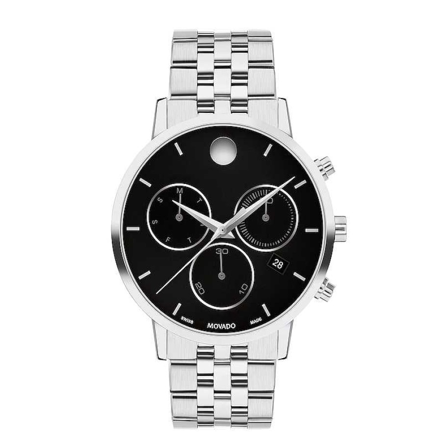 Movado Men'S Movado Museum® Classic Chronograph Watch With Black Dial And Date Window (Model: 0607776) Watches