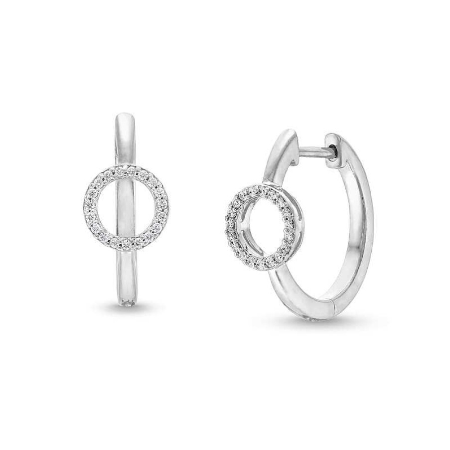 Zales 1/10 Ct. T.W. Diamond Open Circle Hoop Earrings In Sterling Silver Earrings