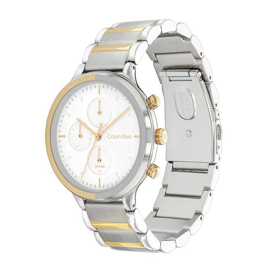 Calvin Klein Ladies' Calvin Klein Two-Tone Ip Chronograph Watch With White Dial (Model: 25200239) Watches