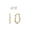 Zales Child'S Cubic Zirconia Solitaire Stud And Tube Hoop Earrings Set In 14K Gold Earrings