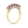 Zales Rhodolite Garnet And 1/5 Ct. T.W. Diamond Five-Stone Ring In 10K Gold Rings