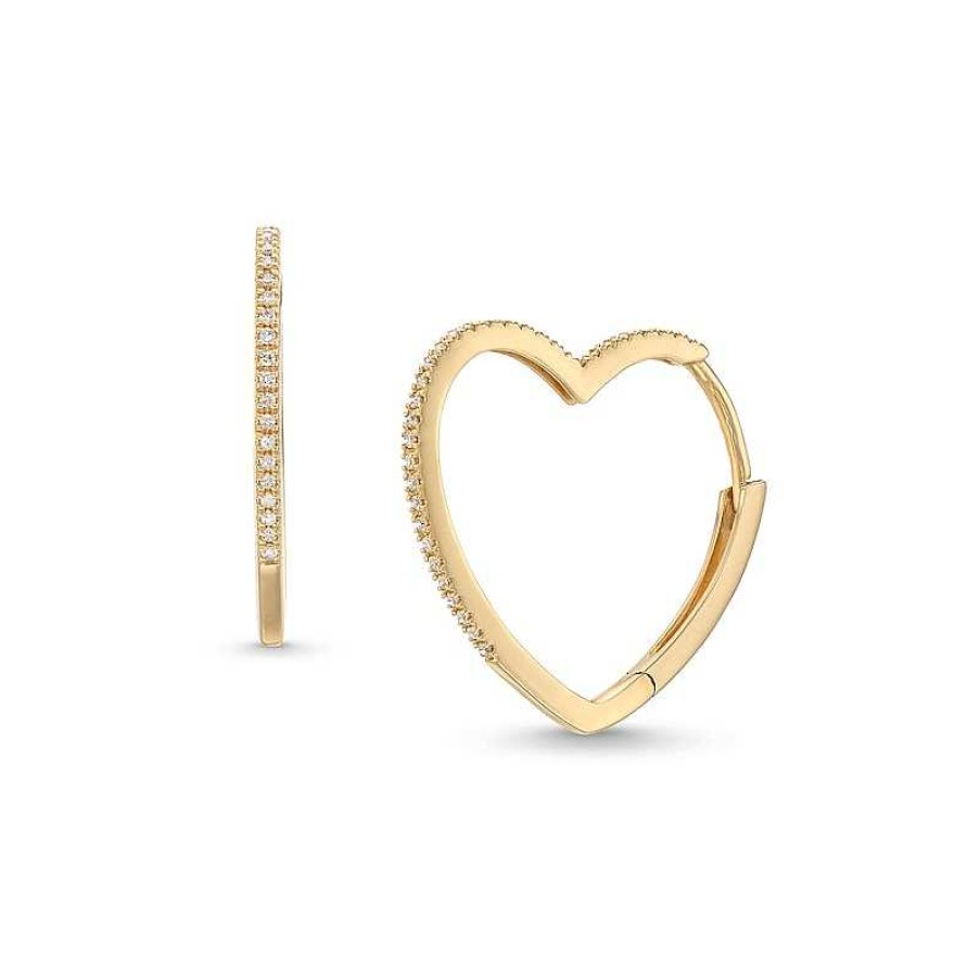 Zales 1/10 Ct. T.W. Diamond Heart-Shaped Hoop Earrings In 10K Gold Earrings