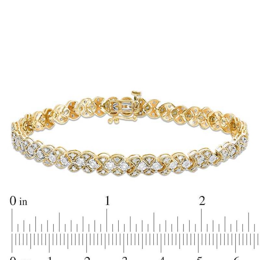 Zales 1 Ct. T.W. Diamond Art Deco Vintage-Style Bracelet In 10K Gold - 7.25" Bracelets