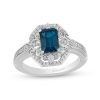 Zales Enchanted Disney Cinderella Octagonal London Blue Topaz And 1/6 Ct. T.W. Diamond Ring In Sterling Silver Rings