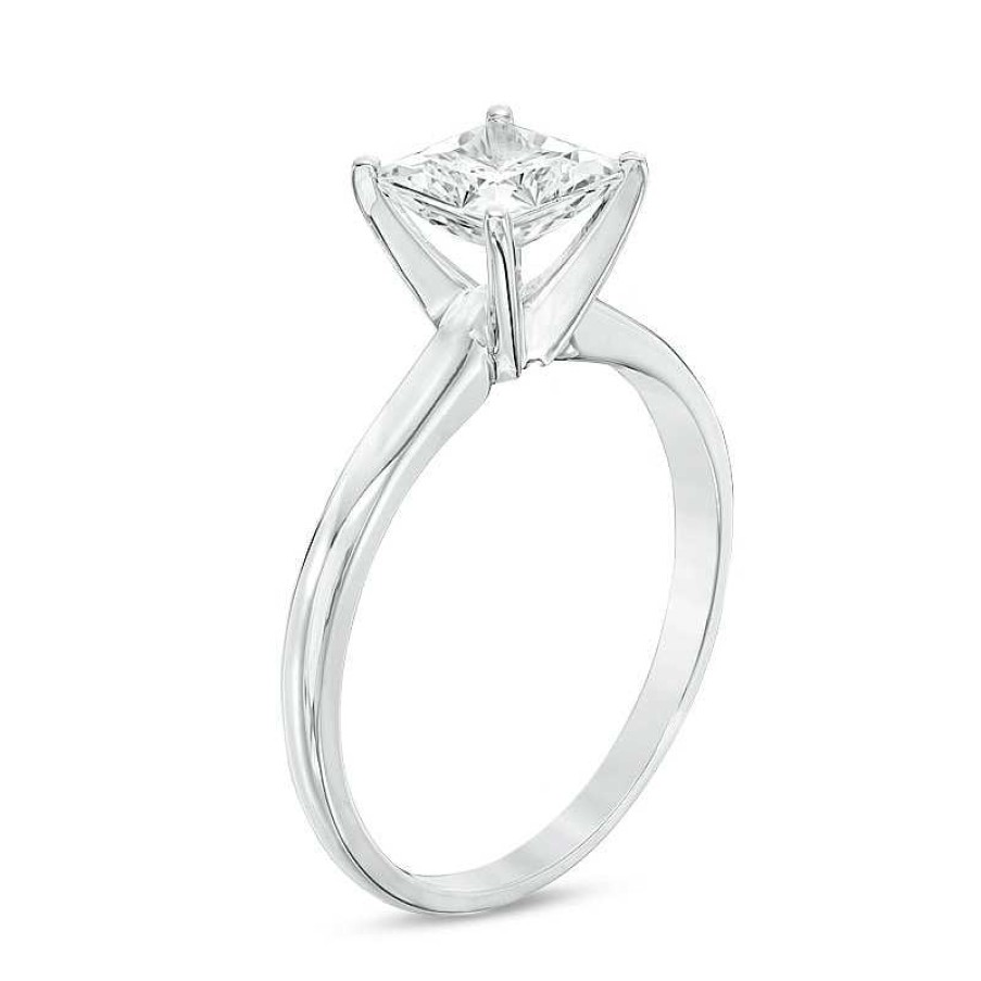 Zales 1 Ct. Certified Princess-Cut Diamond Solitaire Engagement Ring In 14K White Gold (I/I2) Rings