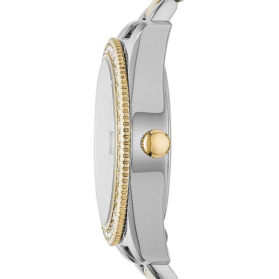 Fossil Ladies' Fossil Scarlette Mini Crystal Accent Two-Tone Watch With Silver-Tone Dial (Model: Es4319) Watches