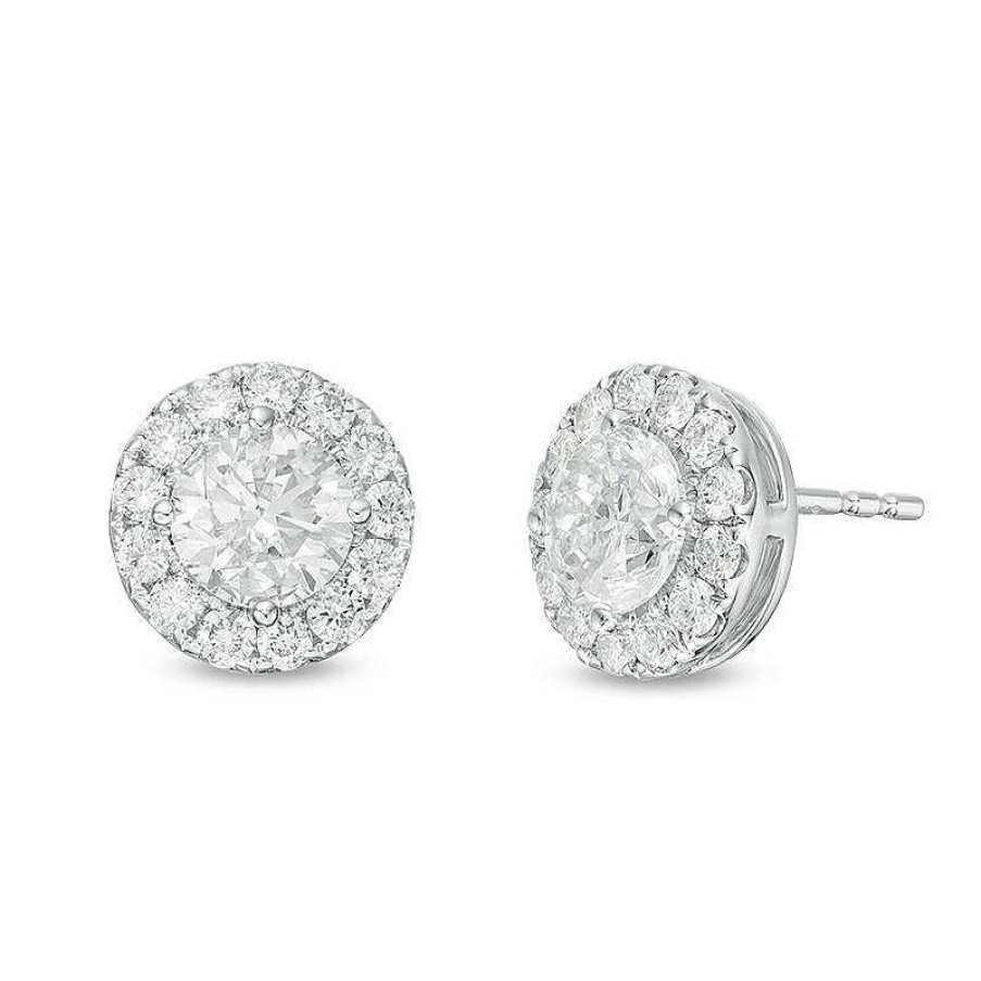 Zales 2 Ct. T.W. Certified Diamond Frame Stud Earrings In 14K White Gold (I/Si2) Earrings