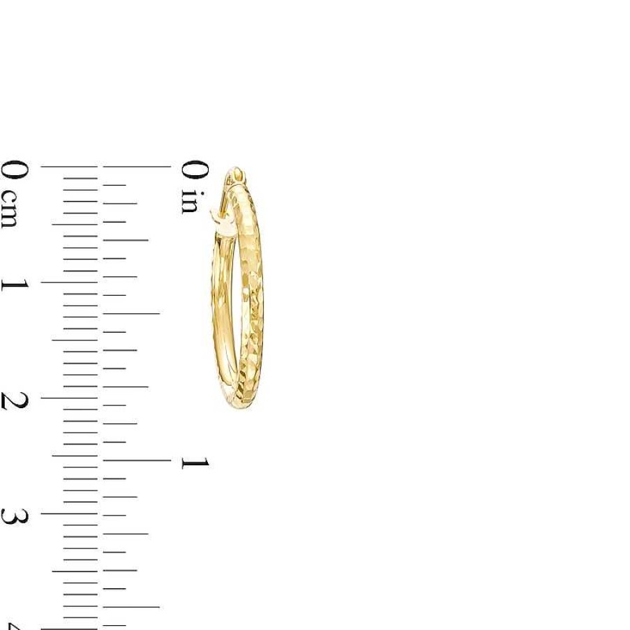 Zales 20.0Mm Diamond-Cut Tube Hoop Earrings In 14K Gold Earrings