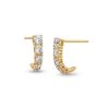 Zales 3/4 Ct. T.W. Diamond Graduated Five Stone J-Hoop Earrings In 10K Gold Earrings