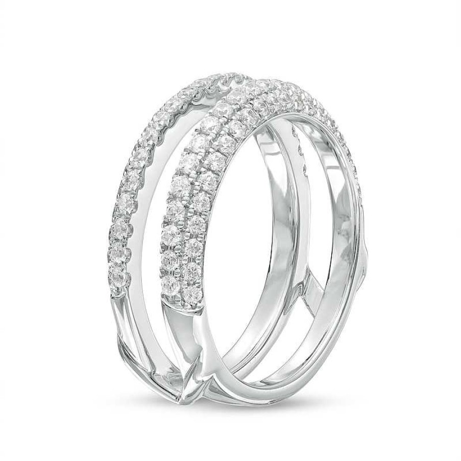 Zales Vera Wang Love Collection 3/4 Ct. T.W. Diamond Double Row Solitaire Enhancer In 14K White Gold (I/Si2) Rings