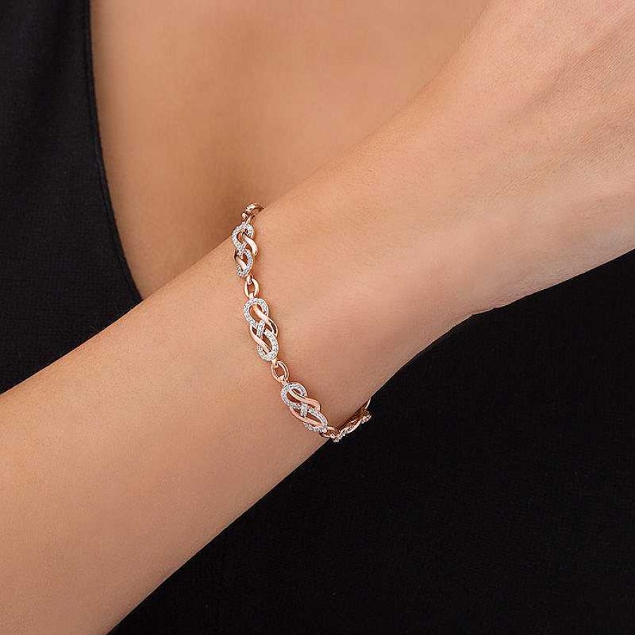 Zales 1 Ct. T.W. Diamond Infinity Loop Bracelet In 10K Rose Gold Bracelets