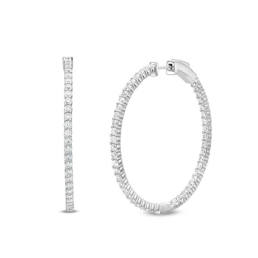 Zales 3 Ct. T.W. Diamond Inside-Out Hoop Earrings In 14K White Gold Earrings