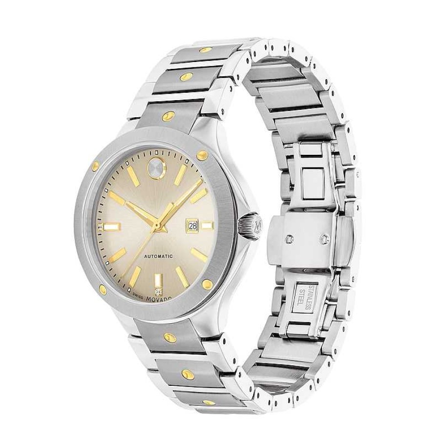 Movado Ladies' Movado Se Automatic Diamond Accent Two-Tone Pvd Watch With Champagne Dial (Model: 0607682) Watches