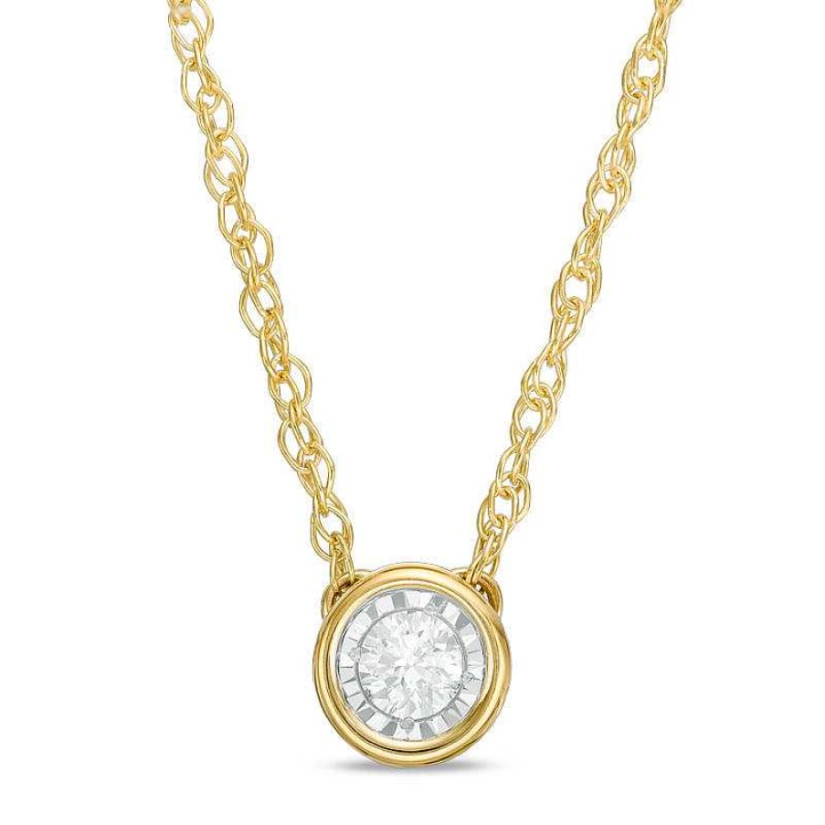 Zales 1/10 Ct. Diamond Bezel-Set Solitaire Pendant In 10K Gold (I/I3) Necklaces