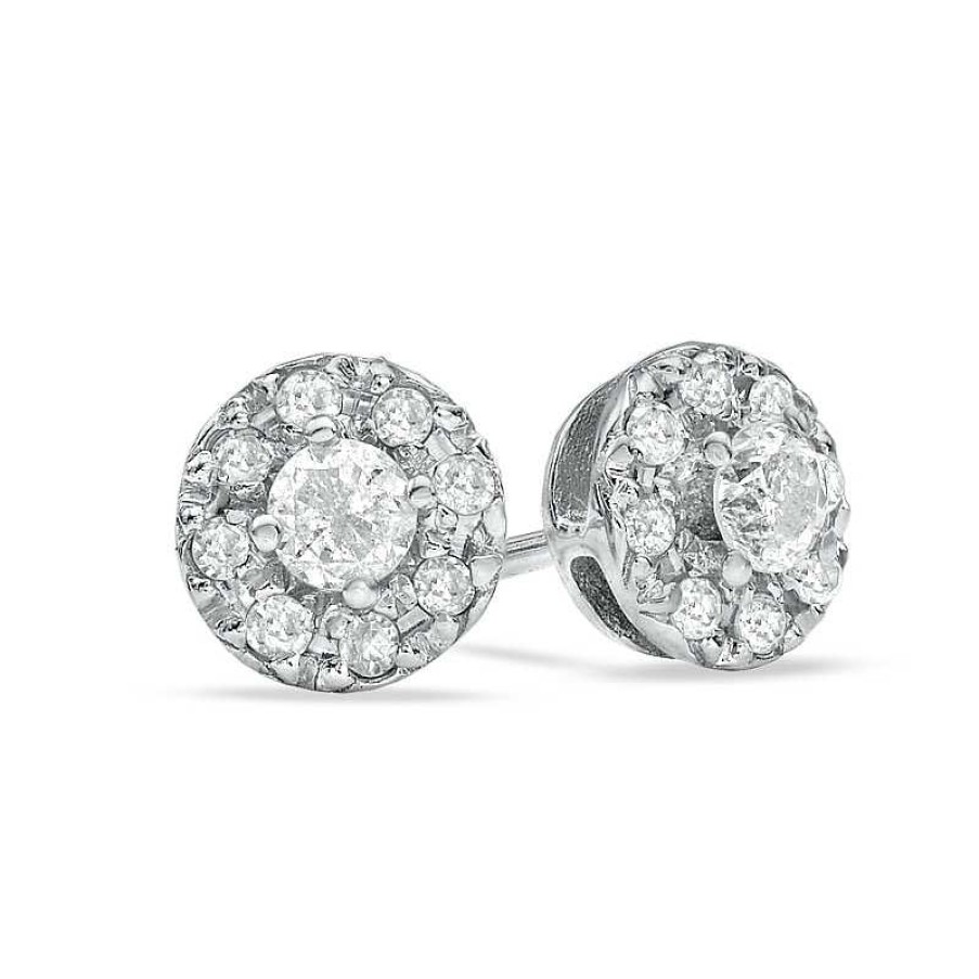 Zales 1/4 Ct. T.W. Diamond Frame Stud Earrings In 10K White Gold Earrings