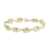 Zales Diamond Accent Beaded Heart-Ears Elephant Link Bracelet In Sterling Silver With 14K Gold Plate - 7.5" Bracelets