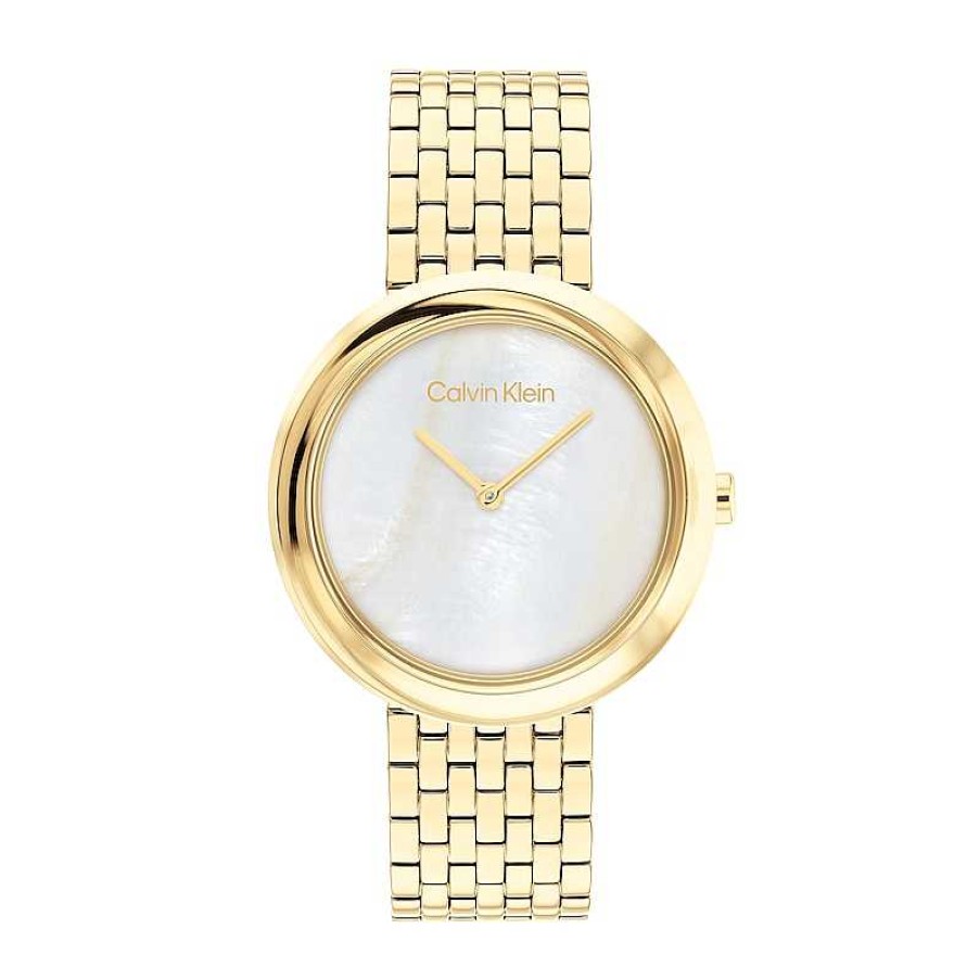 Calvin Klein Ladies' Calvin Klein Gold-Tone Ip Watch With Mother-Of-Pearl Dial (Model: 25200321) Watches