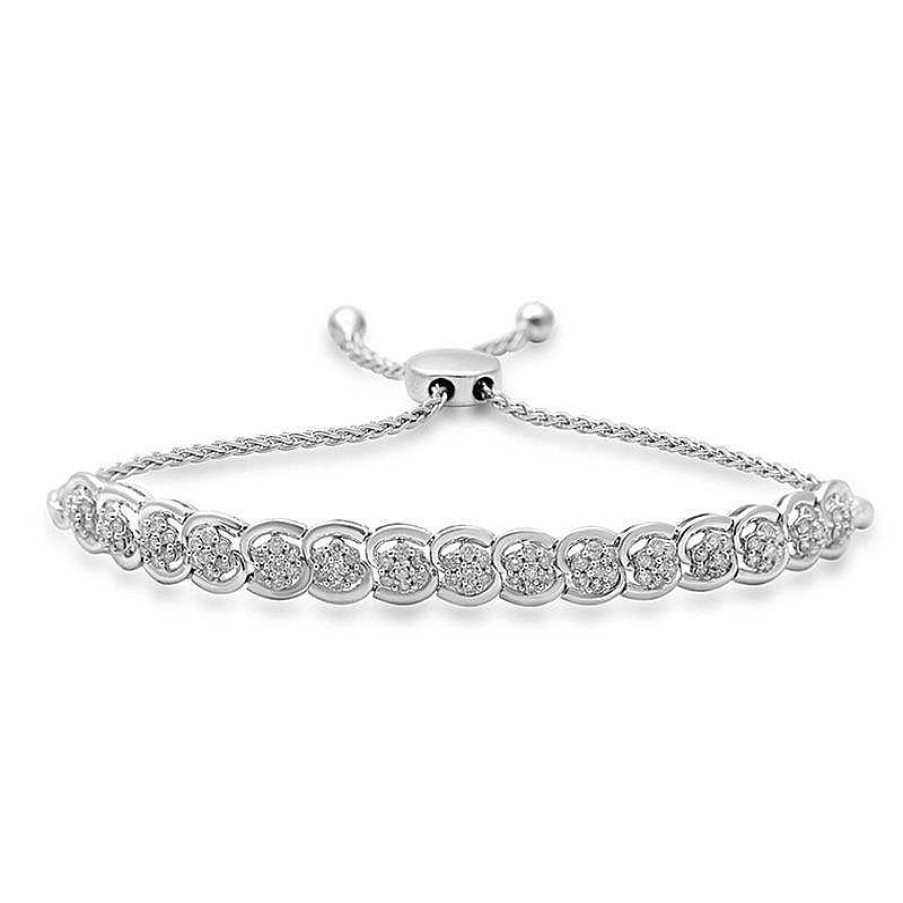 Zales 1 Ct. T.W. Composite Diamond "S" Bolo Bracelet In Sterling Silver - 9.0" Bracelets