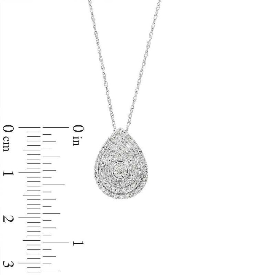 Zales 1/2 Ct. T.W. Pear Multi-Diamond Teardrop Pendant In 10K White Gold Necklaces